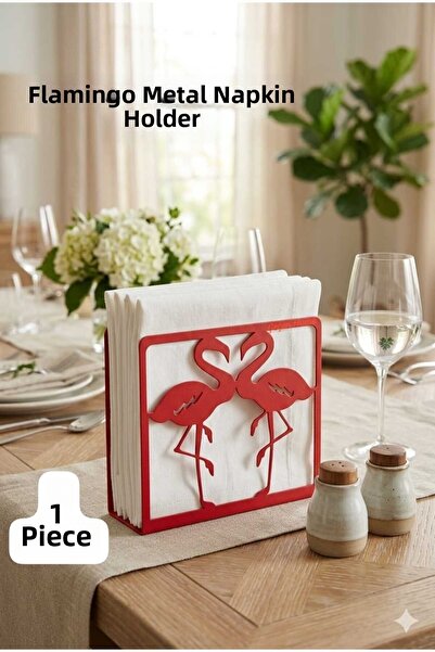 ÇEÇEN HOME (قطعة واحدة) حامل مناديل معدني بتصميم طائر الفلامنجو الأحمر، حامل ...