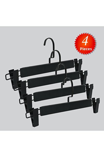 NYN Wooden (Black Hook Lama) Skirt and Trouser Hangers with Latches, 4 Pieces