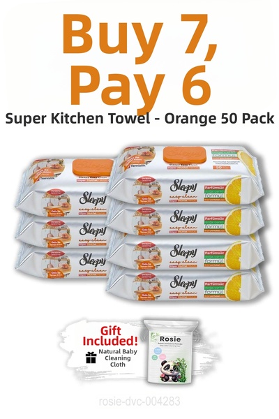 Sleepy اشتري 7 واحصل على 6 مناشف مطبخ برتقالية فائقة 50 قطعة وروزي