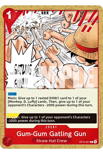 Bandai TCG One Piece Gum-Gum Gatling Gun Op13-021 Licensed Game Card (En)