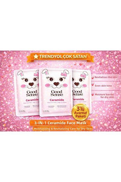 Good Sense مجموعة من 3 أقنعة ورقية للوجه من رابيت سيراميد لترطيب البشرة وتقوي...