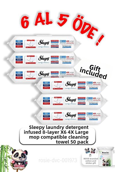 Sleepy اشتري 6 واحصل على 5 مجانًا: ممسحة متوافقة مع ماء الغسيل المبيض 50 قطعة...