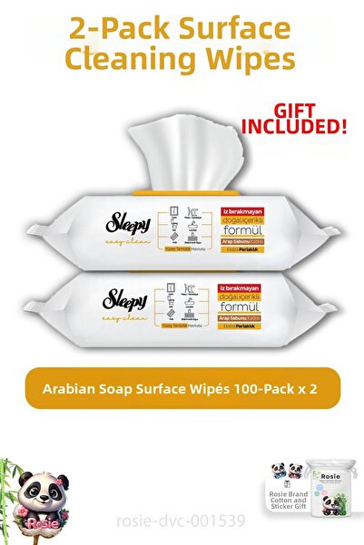 Sleepy عبوة من 2 تحتوي على 100 منشفة مبللة بالصابون العربي وروزي