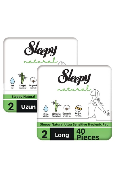 Sleepy فوط صحية طبيعية فائقة الحساسية طويلة 80 قطعة