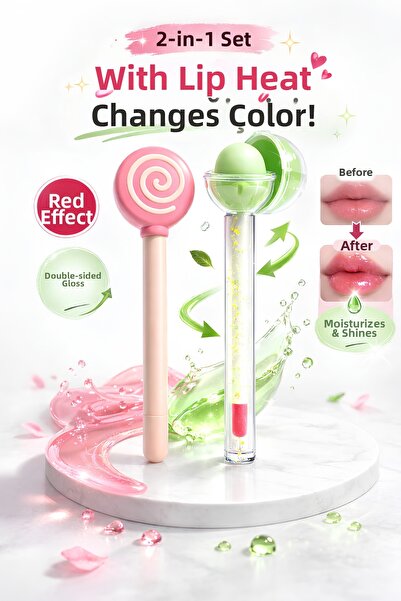 Kozmetik مجموعة أحمر الشفاه الفيروسية المكونة من قطعتين - ماجيك تينت وليلبوب ...