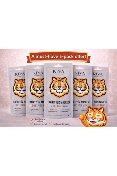 Kiva مجموعة كابلان المكونة من 5 أقنعة ورقية للوجه، قناع للوجه بحمض الهيالورون...