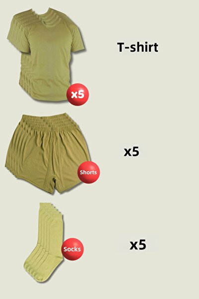 Outdoorun 5-Piece Military Set Undershirt and Socks - Essential and Colored M...