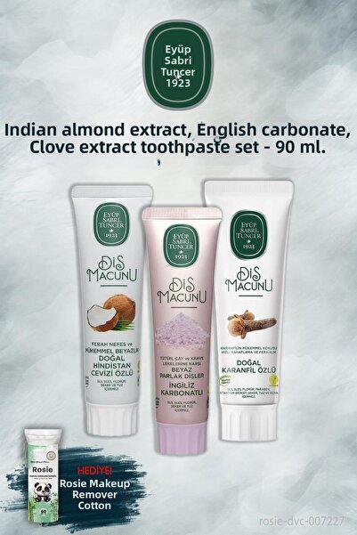 Eyüp Sabri Tuncer Coconut, Carbonate, Clove X3 90 ml Toothpaste, Rosie