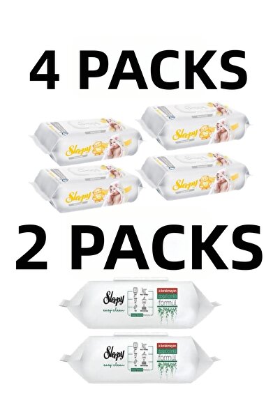 Sleepy منشفة مبللة حساسة الملمس 4x90 360 ورقة - سهلة التنظيف 100 قطعة بالصابو...