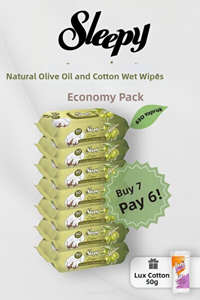 Sleepy مناديل مبللة للأطفال من القطن بزيت الزيتون في التسعينيات، اشتري 7 وادف...