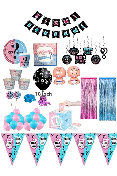 CAVAŞ sun hat Girl or Boy Themed Full Party Decoration Set - Gender Reveal Gu...
