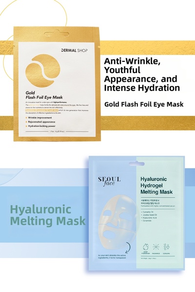 Dermal Transparent Eriment Mask and Gold Under-Eye Mask Set with Hyaluronic A...