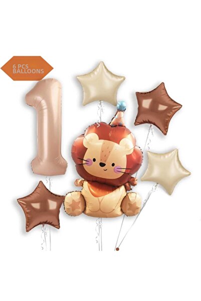 ÇITIPITISTORE Χαριτωμένο σετ μπαλονιών γενεθλίων με αλουμινένια μπαλόνια λιον...