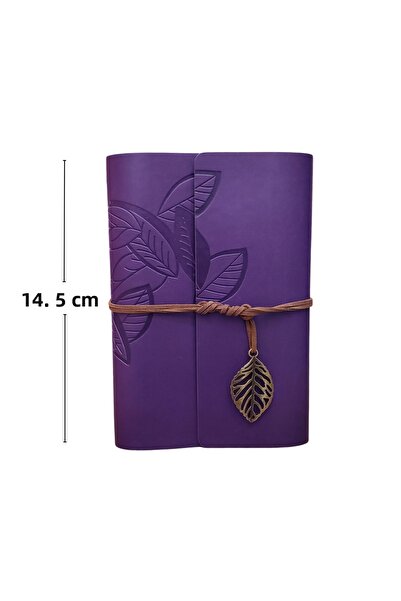 Zeynep Büyükbay Caiet format mic cu model Leaf piele |   Violet