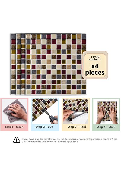 Stickez Tiles بلاط حائط ذاتي اللصق ثلاثي الأبعاد 25.4 سم × 25.4 سم (4 قطع) 0....
