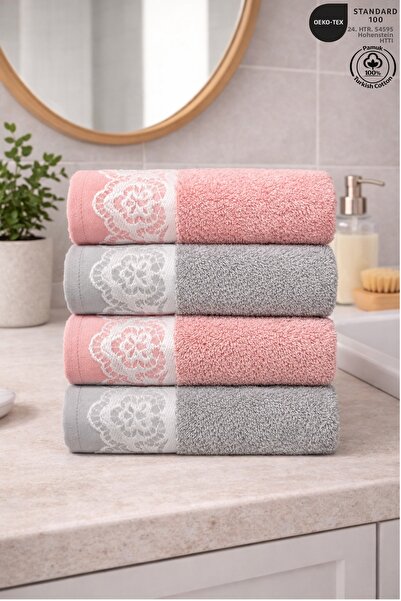 Ellaline Set de ghipură prosoape MILANO, 4 piese, 100% bumbac certificat, pro...