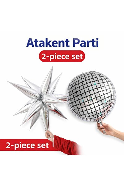 ATAKENT PARTİ Σετ 2 τεμαχίων μπαλόνια αλουμινίου Disco Ball και Star Party