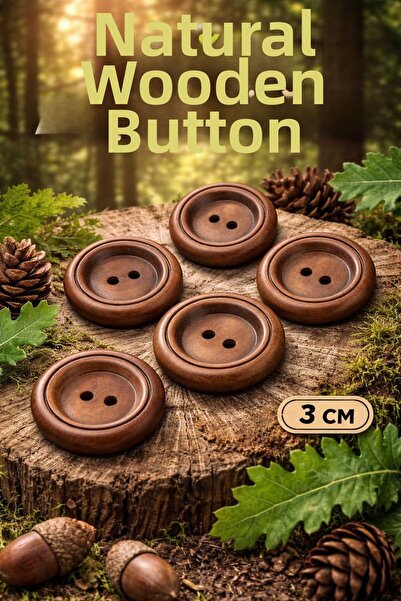 İMREN AKSESUAR زر خشبي طبيعي لسترة معطف وسترة صوفية 3 سم 1 عبوة 5 قطع