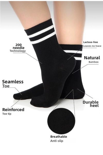 İpeksi Stitch-Free White Black Striped College Tennis School Sports Socks