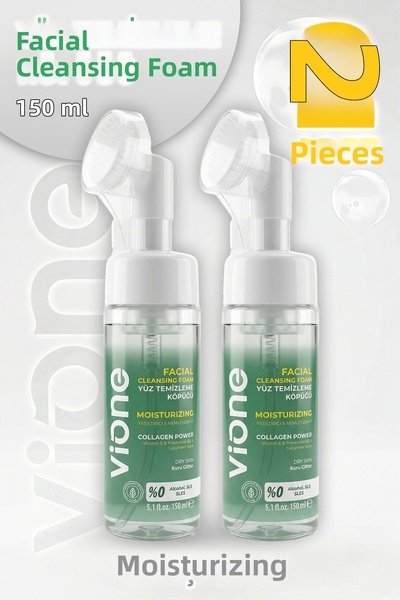 vione 2 Pieces Facial Cleansing Foam 150ml Soothing Moisturizing Special Brush