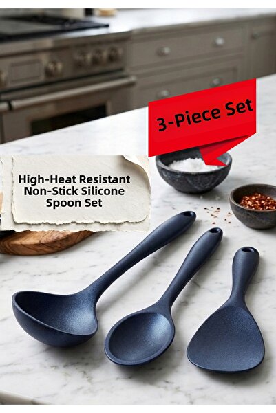 BRE HOME Set of 3 High Temperature Resistant Ultra-Hard Tip Silicone Scoop Se...