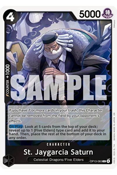 Bandai TCG One Piece St. Jaygarcia Saturn Op13-083 Licensed Game Card (En - F...