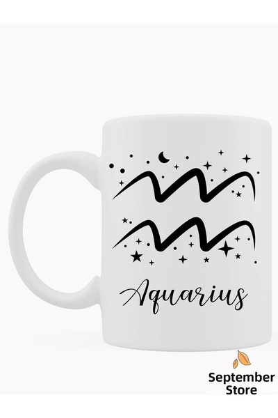 Eylül Design Aquarius Special Design Printed Mug Cup Zodiac Mug-Coffee Cup