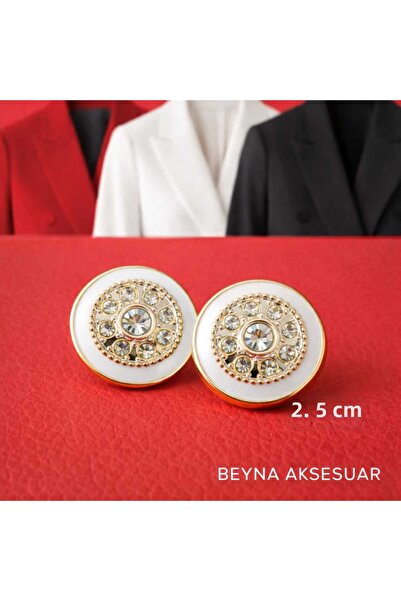 beyna aksesuar Buton cu email alb și piatră de cristal (2,5 cm) 1 pachet 5 bu...