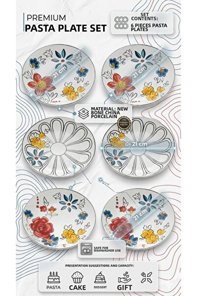 The Mia Fiore 6-Piece Cake Plate Set 21 cm