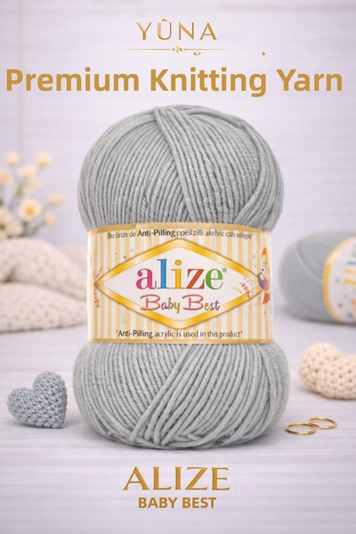 Alize Baby Best Baby Shawl Blouse Bistuyer 10% Bamboo Knitted Yarn 344 Gray