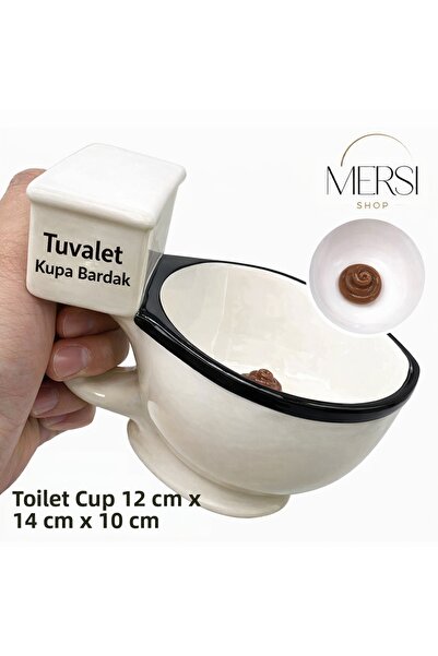 Mersi SHOP كوب مرح بتصميم المرحاض - كوب سيراميك ممتع للقهوة والشاي كهدية