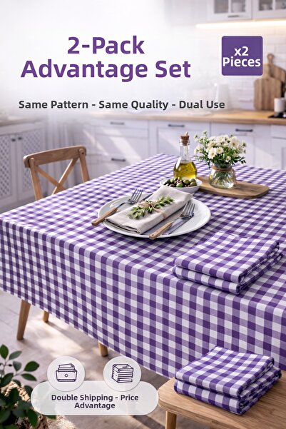 MUK's Συσκευασία 2 τεμαχίων Τραπεζομάντηλο με μικρό τετράγωνο σχέδιο, ύφασμα ...