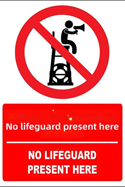 Tembel Baykuş There Is No Lifeguard Here Turkish-English Warning Sign 20X30 c...