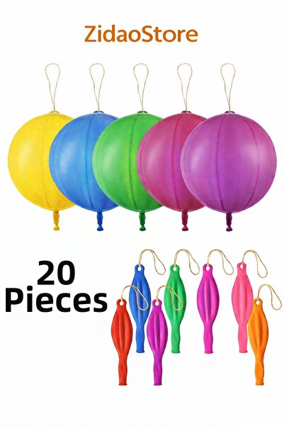 Emrah Gültekin Rubber Bouncy Balloon with String Punch Punch Big Balloon Chil...