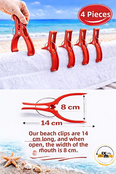MixmioLife Towel Clip 14cm XXL Towel Holder Clip Strong Plastic Sunbed Clip 4Pcs