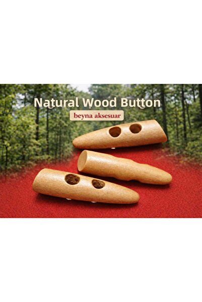 Beyna Placă Kursun din lemn natural de culoare crem de 5 cm - Buton ciobănesc...