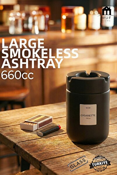 MUF HOME Scrumieră din sticlă gigant, fără miros, cu capac din plastic ignifu...