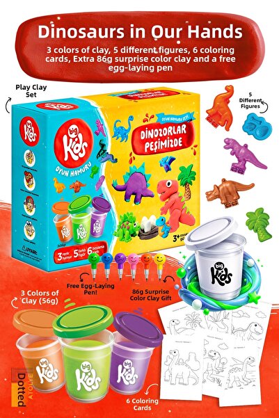 BigKidsToys مجموعة عجين اللعب على شكل الديناصورات - صندوق أنشطة تعليمي هدية ل...