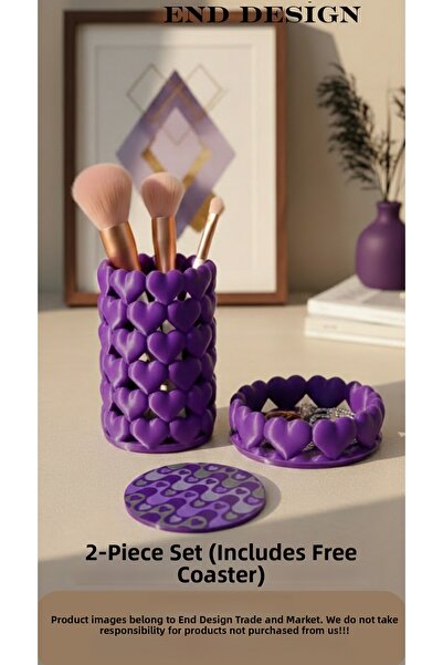 END Design Set de 2 organizatoare inimă |   Suport pentru pensule de machiaj ...
