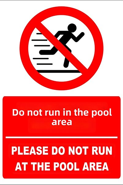 Tembel Baykuş Do Not Run in the Pool Area Turkish-English Warning Sign 20X30 ...