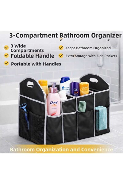 ASG 3-Section Foldable Bathroom Organizer with Carrying Handle