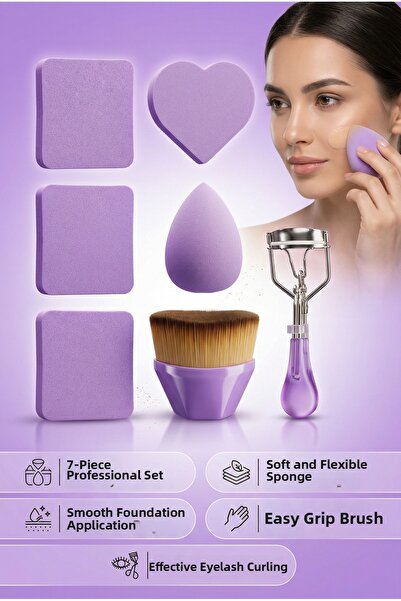 MUJGAN Επαγγελματικό σετ μακιγιάζ 7 τεμαχίων - Ψαλίδι για βλεφαρίδες, βούρτσα...