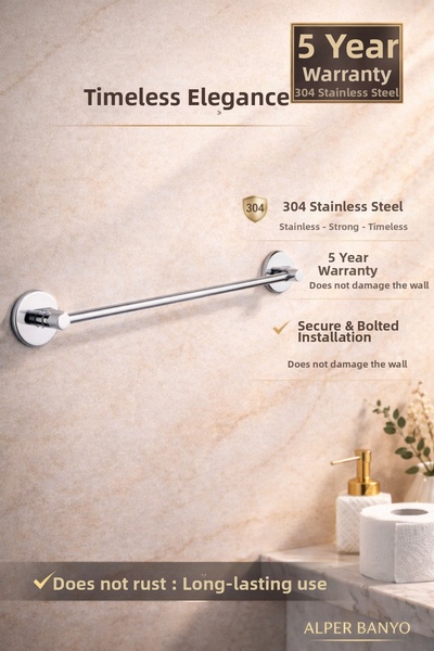 Alper Banyo Дълга закачалка за кърпи от неръждаема стомана 304, закачалка за ...