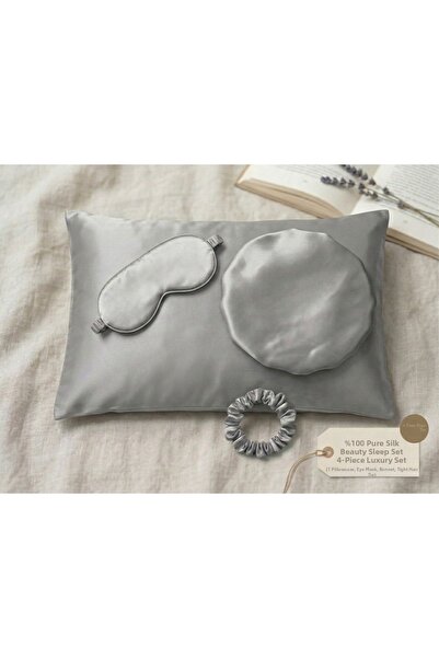 Nomads Felt مجموعة نوم تجميلية ثلاثية من حرير قطع نقية 100% + حرير هدية (غطاء...