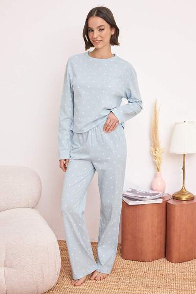 Trendyol Collection Svetloplavi 100% pamuk Srce Nije dostupno Jednostruki ple...