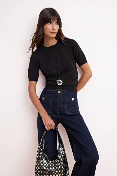 Trendyol Collection Black More Sustainable Crew Neck Regular Blouse Twoss26Bz...