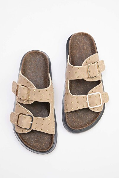 TRENDYOL SHOES Bež ženske papuče