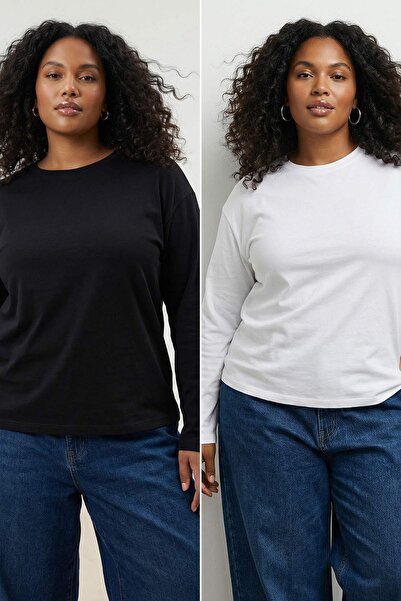 Trendyol Curve Crno-bela KSNUMKS-Pack KSNUMKS% Single Jersey Regular / Regula...