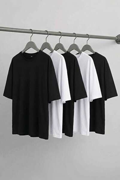 Συλλογή Trendyol Unisex Μεγάλο Μέγεθος Μαύρο-Λευκό Πακέτο 5 τεμαχίων Στενή/Εφ...