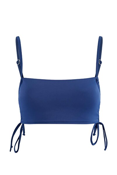 Trendyol Collection Dark Navy Blue Tunnel Bralette Covered Bikini Top Tbess22...